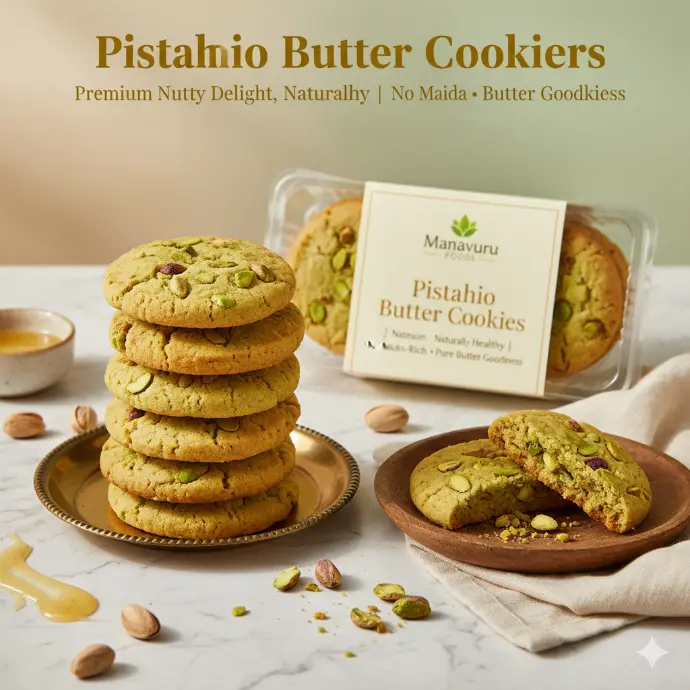 Pistachio Butter Cookies – Premium Nutty Delight | Baked | No Maida | Healthy Snack