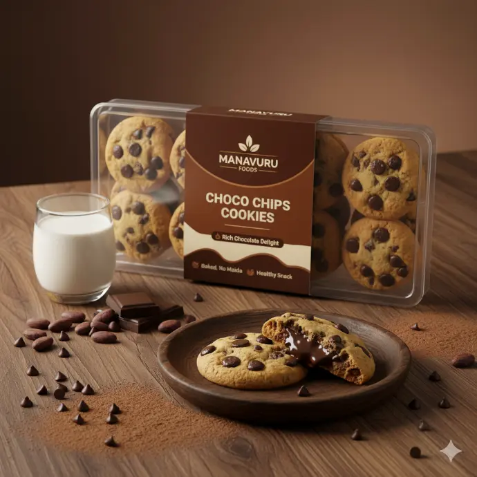 Choco Chips Cookies – Rich Chocolate Delight | Baked | No Maida | Healthy Snack