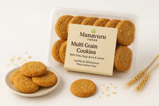 Multi Grain Cookies – With Oats, Ragi, Bajra & Jowar | Healthy Biscuits | Preservative-Free
