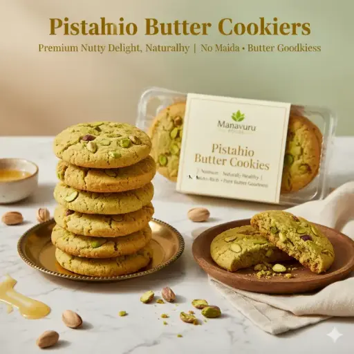 Pistachio Butter Cookies – Premium Nutty Delight | Baked | No Maida | Healthy Snack